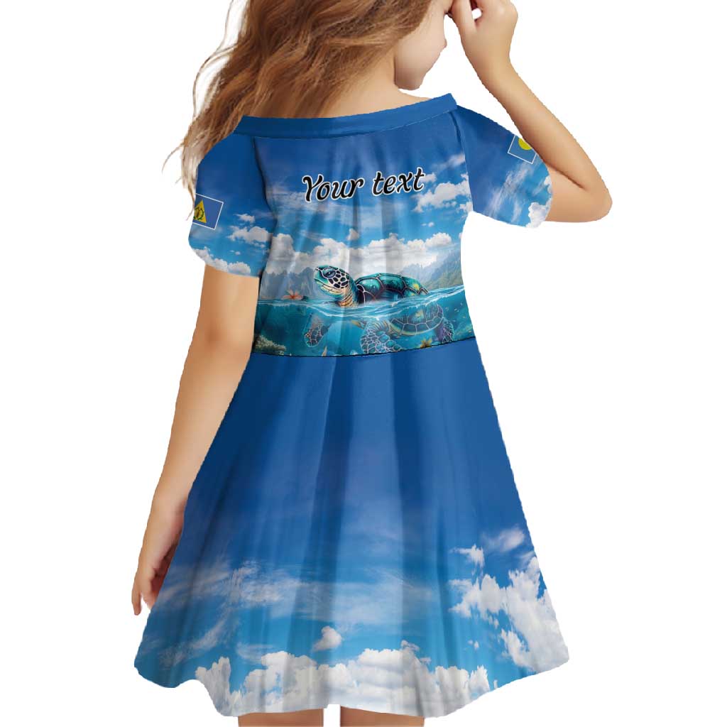 Personalised Palau Kayangel Atoll Family Matching Tank Maxi Dress and Hawaiian Shirt Turtle With Coral Reef Under Water