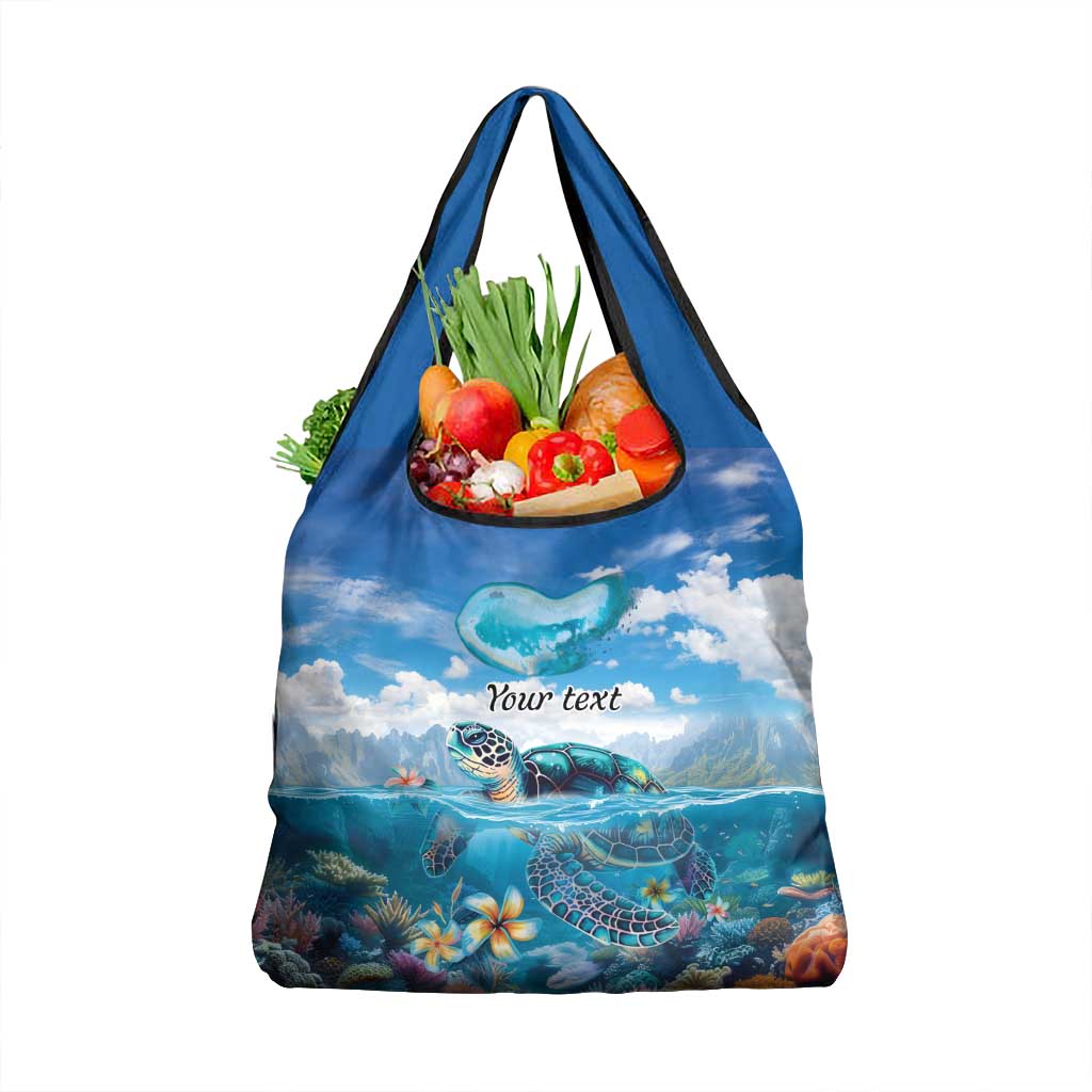 Personalised Palau Kayangel Atoll Grocery Bag Turtle With Coral Reef Under Water