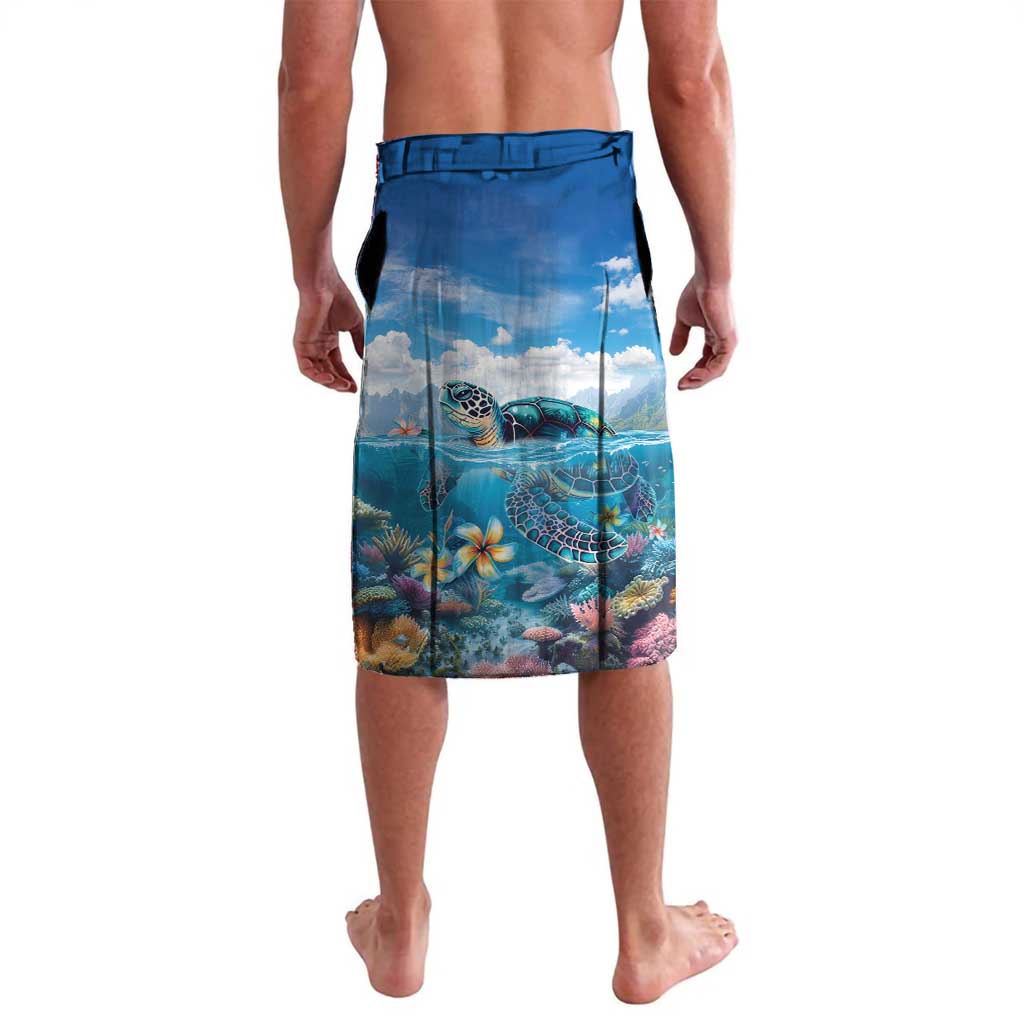 Personalised Palau Kayangel Atoll Lavalava Turtle With Coral Reef Under Water