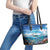 Personalised Palau Kayangel Atoll Leather Tote Bag Turtle With Coral Reef Under Water