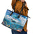 Personalised Palau Kayangel Atoll Leather Tote Bag Turtle With Coral Reef Under Water