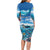 Personalised Palau Kayangel Atoll Long Sleeve Bodycon Dress Turtle With Coral Reef Under Water