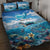 Personalised Palau Kayangel Atoll Quilt Bed Set Turtle With Coral Reef Under Water