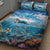 Personalised Palau Kayangel Atoll Quilt Bed Set Turtle With Coral Reef Under Water