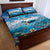 Personalised Palau Kayangel Atoll Quilt Bed Set Turtle With Coral Reef Under Water