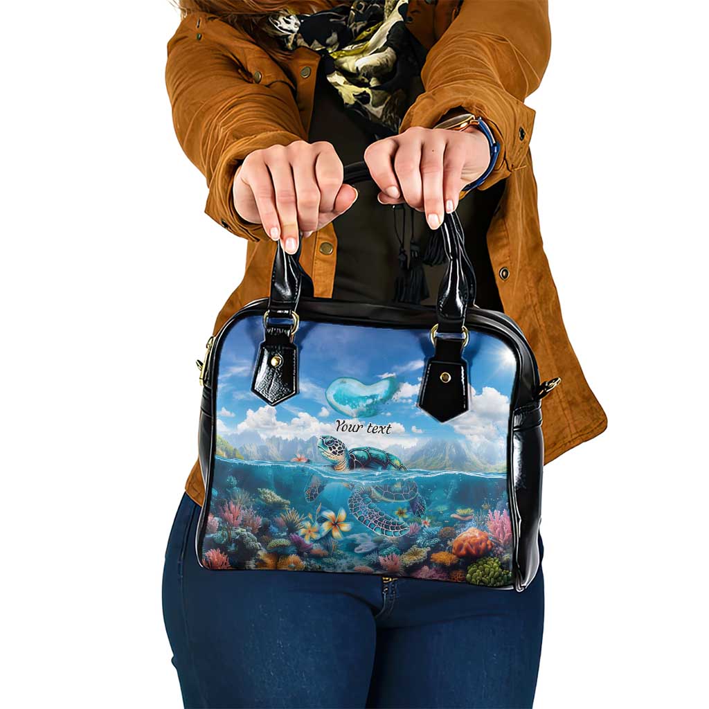 Personalised Palau Kayangel Atoll Shoulder Handbag Turtle With Coral Reef Under Water