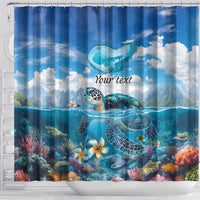 Personalised Palau Kayangel Atoll Shower Curtain Turtle With Coral Reef Under Water