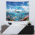 Personalised Palau Kayangel Atoll Tapestry Turtle With Coral Reef Under Water