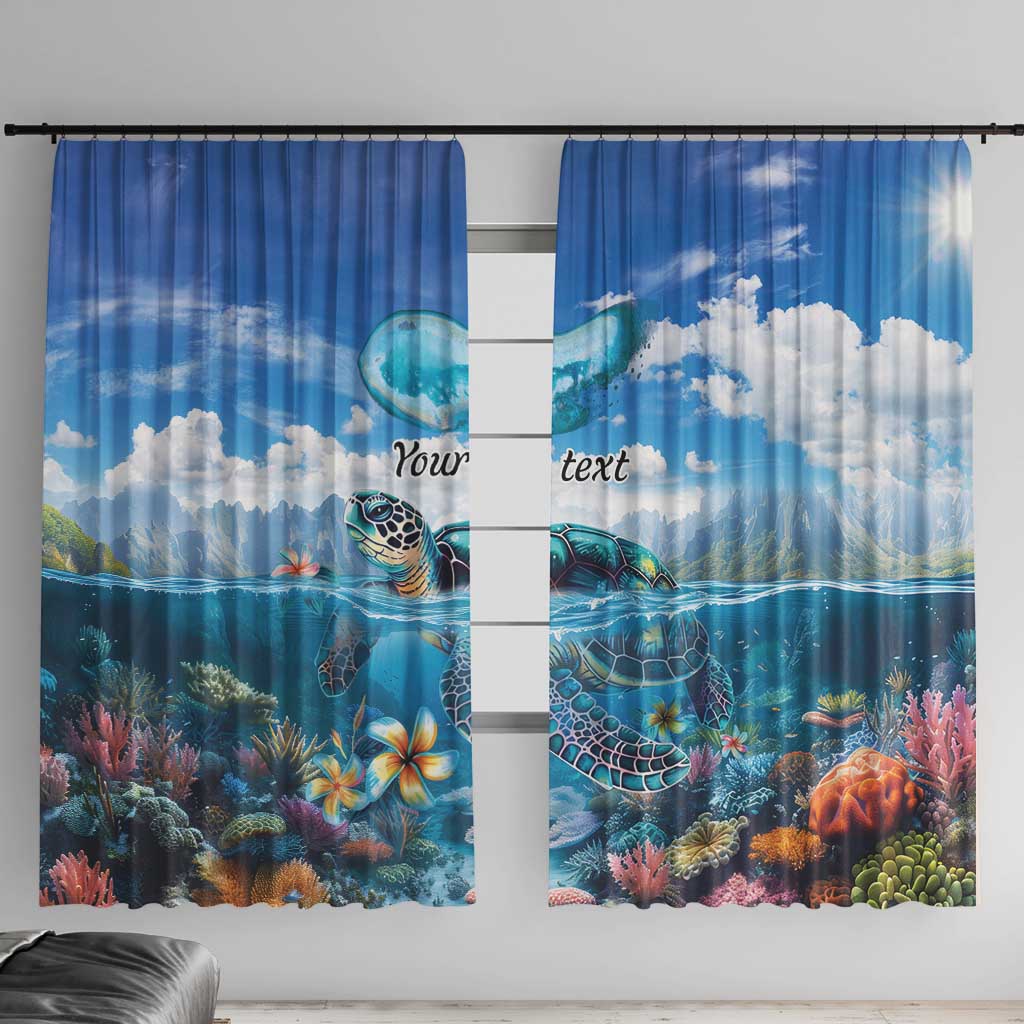 Personalised Palau Kayangel Atoll Window Curtain Turtle With Coral Reef Under Water