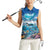 Personalised Palau Kayangel Atoll Women Sleeveless Polo Shirt Turtle With Coral Reef Under Water