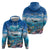 Personalised Palau Kayangel Atoll Zip Hoodie Turtle With Coral Reef Under Water