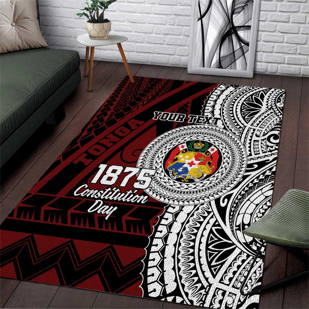 Personalised Tonga Constitution Day 1875 Area Rug Polynesian Tribal Tattoo