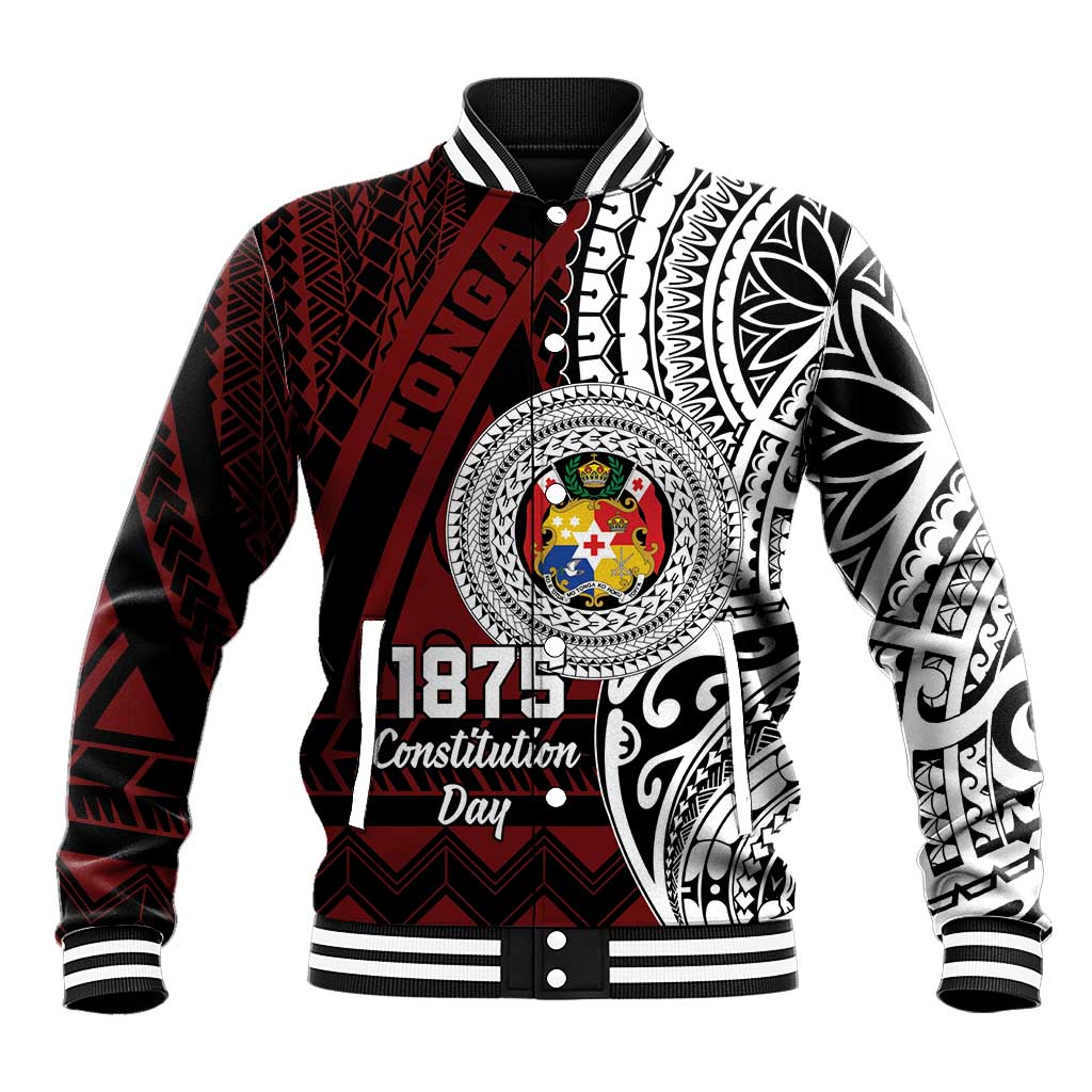 Personalised Tonga Constitution Day 1875 Baseball Jacket Polynesian Tribal Tattoo LT9 Unisex Red - Polynesian Pride