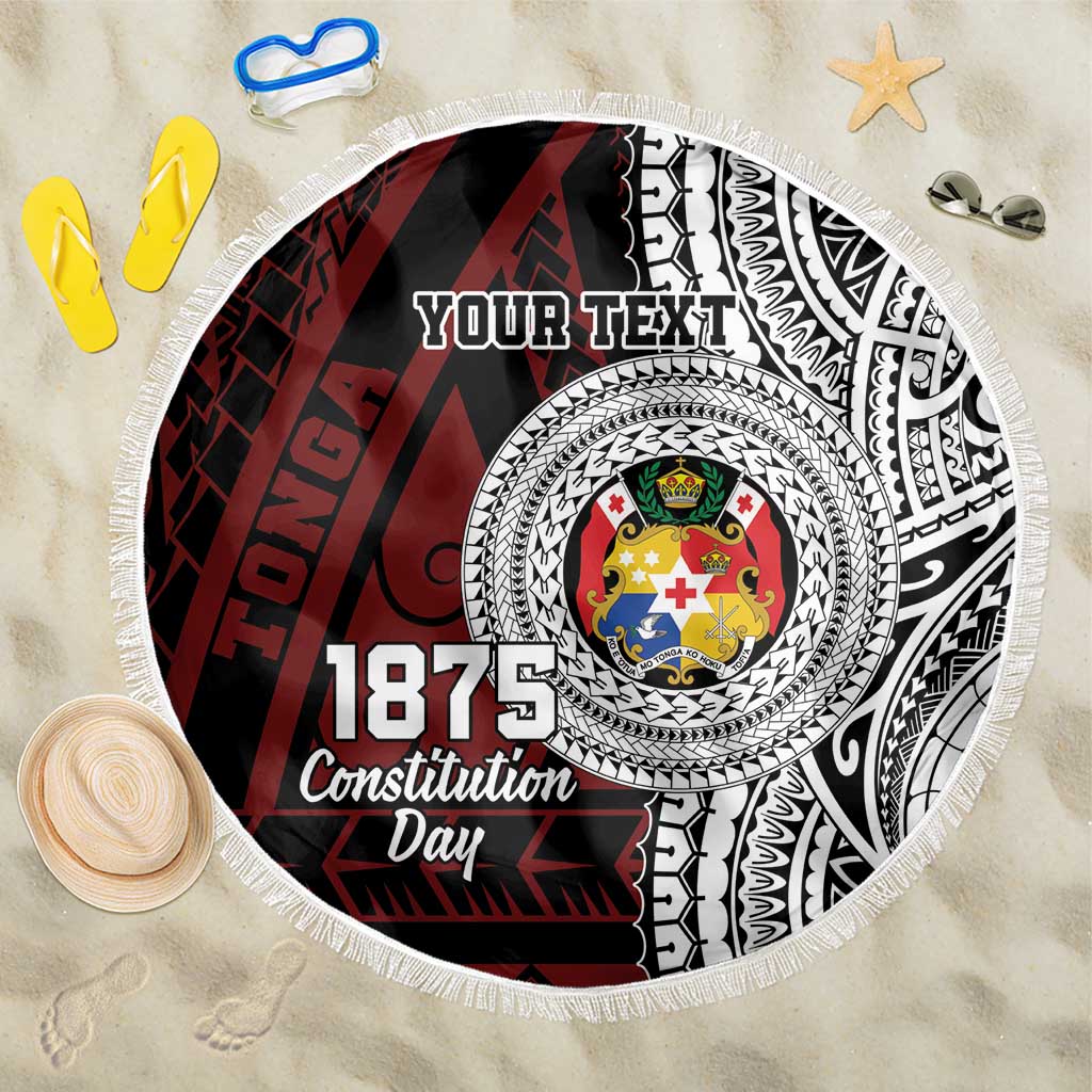 Personalised Tonga Constitution Day 1875 Beach Blanket Polynesian Tribal Tattoo LT9 One Size 150cm Red - Polynesian Pride