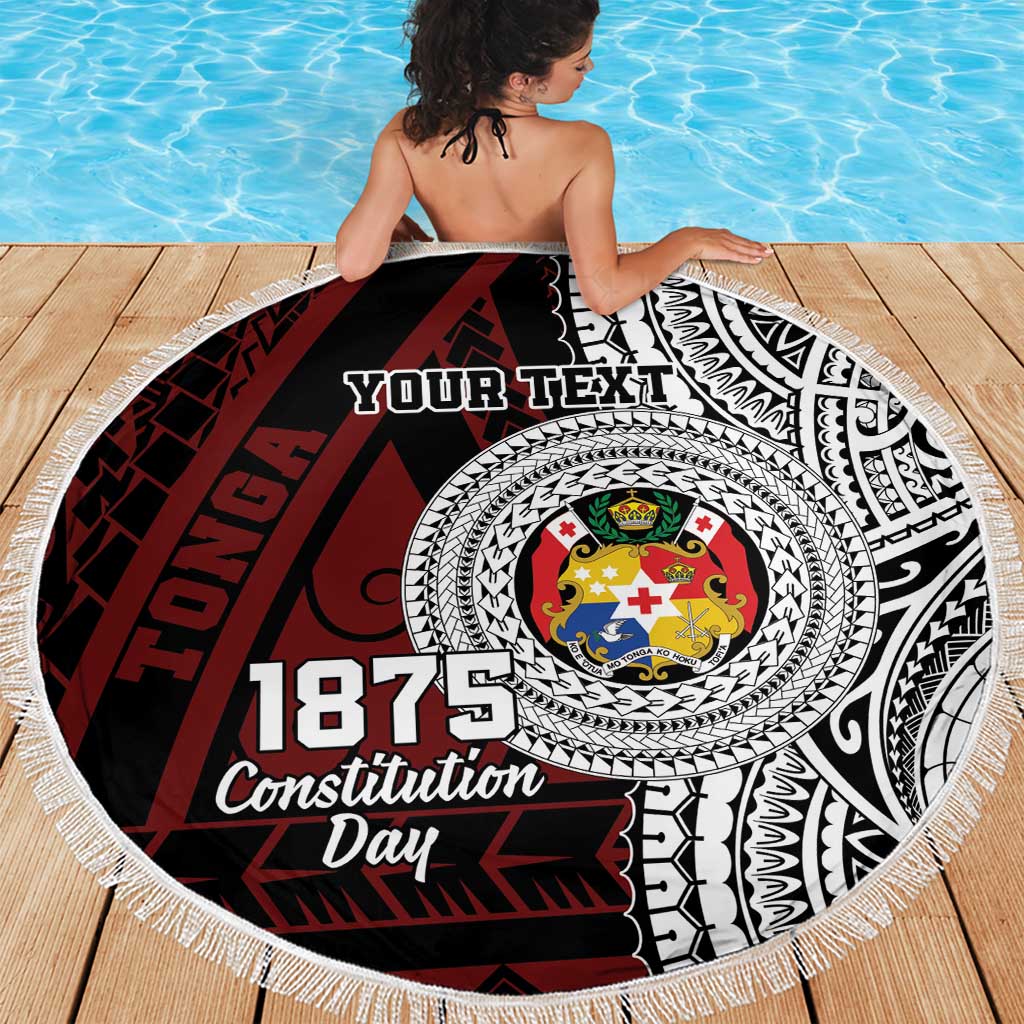 Personalised Tonga Constitution Day 1875 Beach Blanket Polynesian Tribal Tattoo LT9 - Polynesian Pride