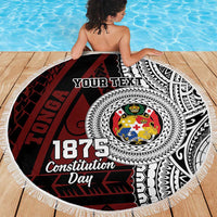 Personalised Tonga Constitution Day 1875 Beach Blanket Polynesian Tribal Tattoo LT9 - Polynesian Pride