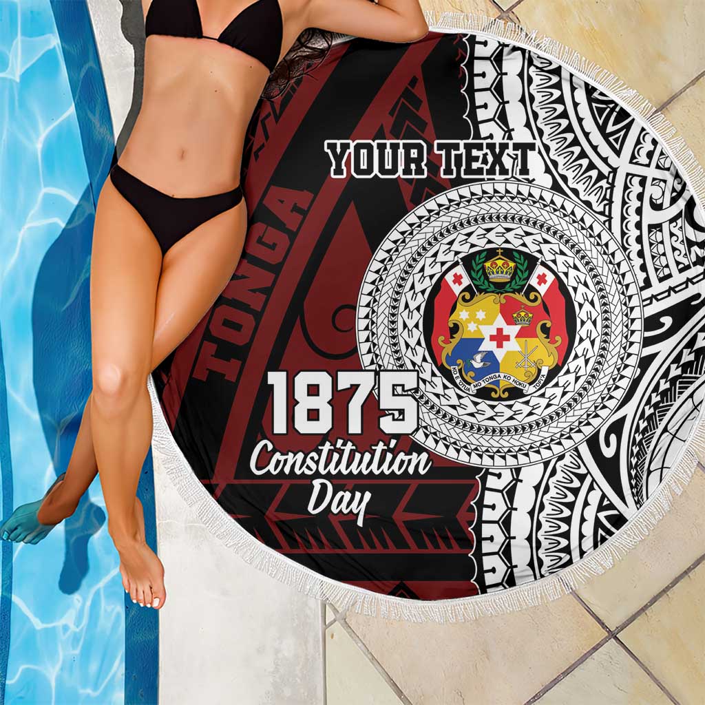 Personalised Tonga Constitution Day 1875 Beach Blanket Polynesian Tribal Tattoo LT9 - Polynesian Pride