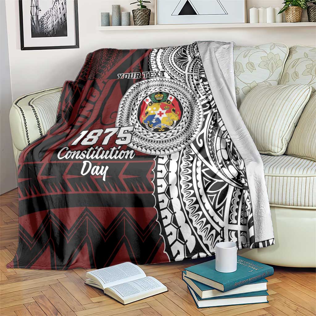 Personalised Tonga Constitution Day 1875 Blanket Polynesian Tribal Tattoo LT9 Red - Polynesian Pride