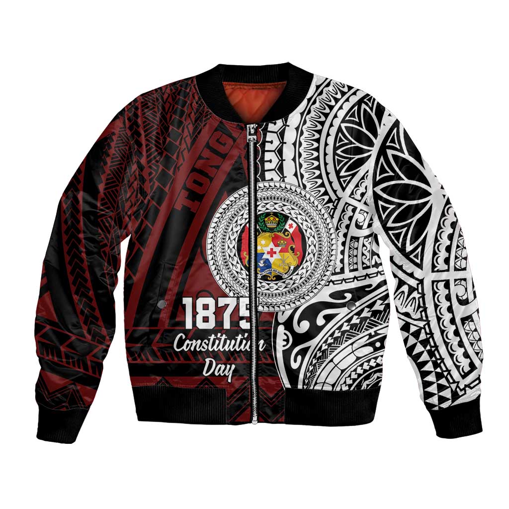 Personalised Tonga Constitution Day 1875 Bomber Jacket Polynesian Tribal Tattoo