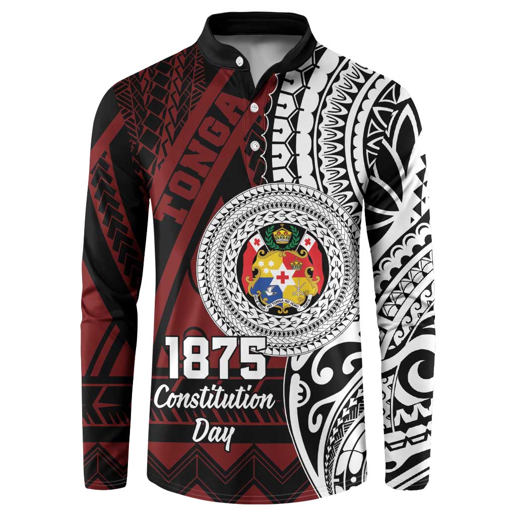 Personalised Tonga Constitution Day 1875 Button Sweatshirt Polynesian Tribal Tattoo LT9 Red - Polynesian Pride
