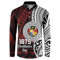 Personalised Tonga Constitution Day 1875 Button Sweatshirt Polynesian Tribal Tattoo LT9 Red - Polynesian Pride