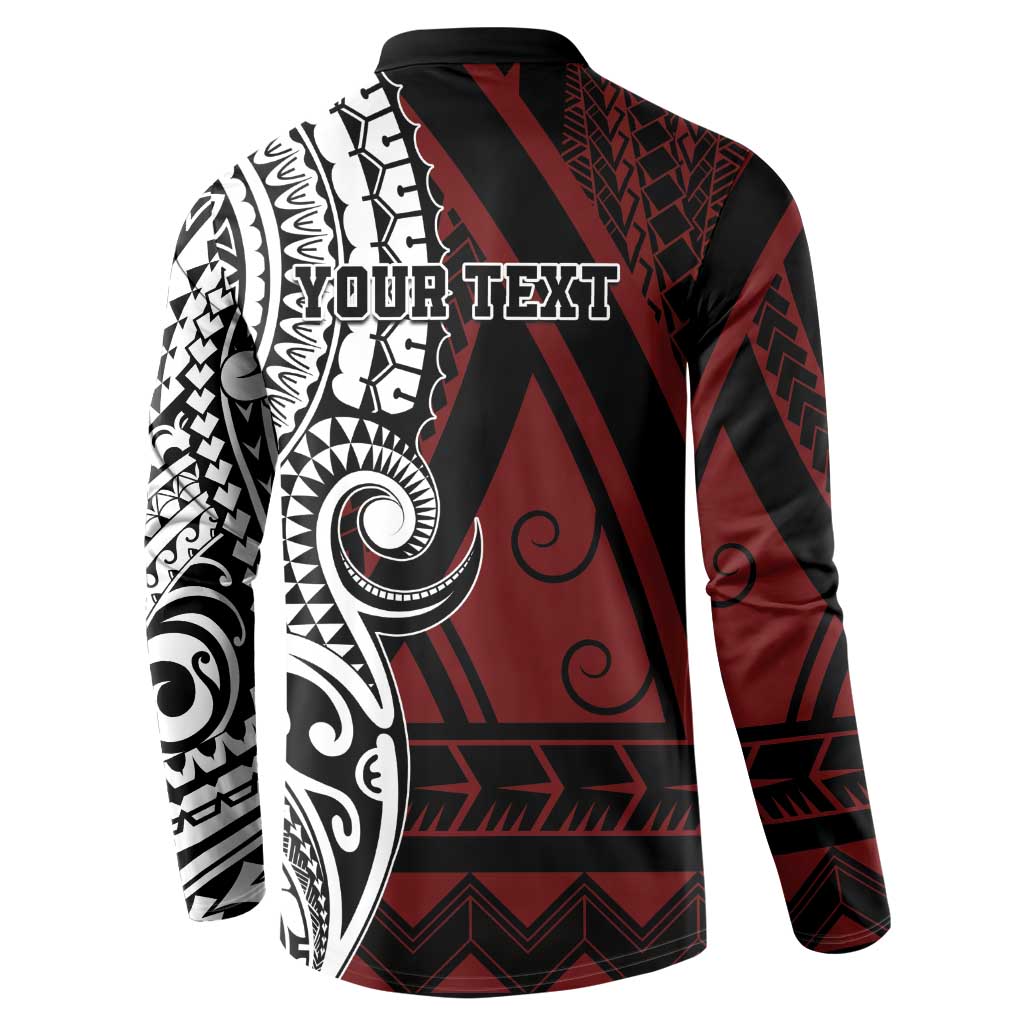 Personalised Tonga Constitution Day 1875 Button Sweatshirt Polynesian Tribal Tattoo LT9 - Polynesian Pride