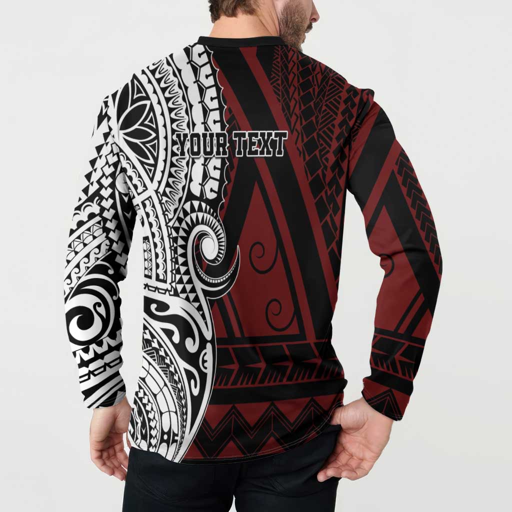 Personalised Tonga Constitution Day 1875 Button Sweatshirt Polynesian Tribal Tattoo LT9 - Polynesian Pride