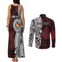 Personalised Tonga Constitution Day 1875 Couples Matching Tank Maxi Dress and Long Sleeve Button Shirt Polynesian Tribal Tattoo LT9 - Polynesian Pride