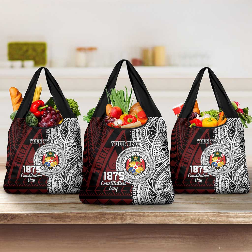 Personalised Tonga Constitution Day 1875 Grocery Bag Polynesian Tribal Tattoo LT9 3-pack One Size Red - Polynesian Pride