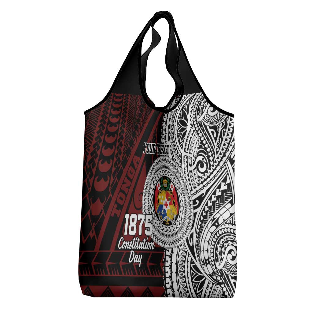 Personalised Tonga Constitution Day 1875 Grocery Bag Polynesian Tribal Tattoo LT9 - Polynesian Pride
