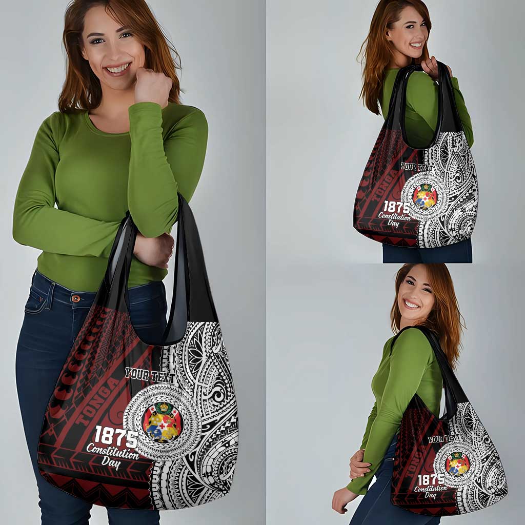 Personalised Tonga Constitution Day 1875 Grocery Bag Polynesian Tribal Tattoo LT9 - Polynesian Pride