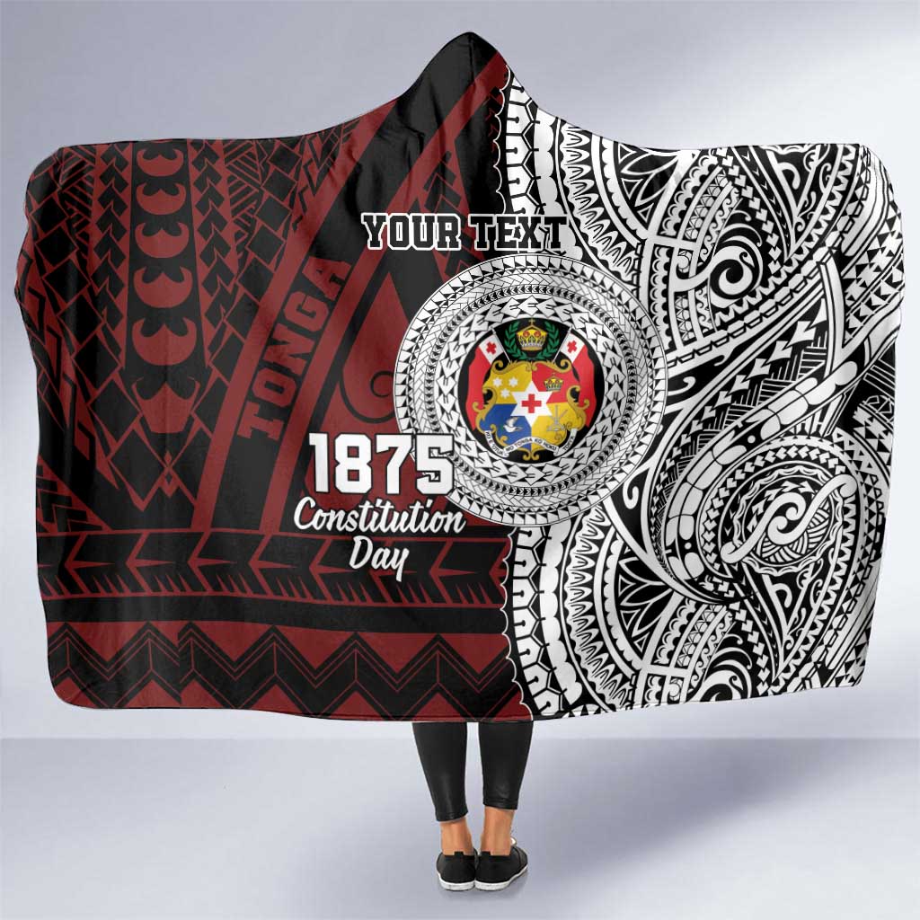 Personalised Tonga Constitution Day 1875 Hooded Blanket Polynesian Tribal Tattoo LT9 One Size Red - Polynesian Pride