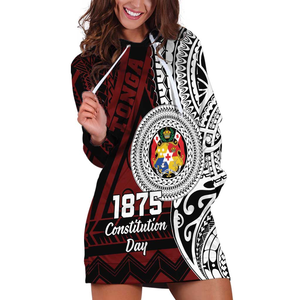 Personalised Tonga Constitution Day 1875 Hoodie Dress Polynesian Tribal Tattoo LT9 Red - Polynesian Pride