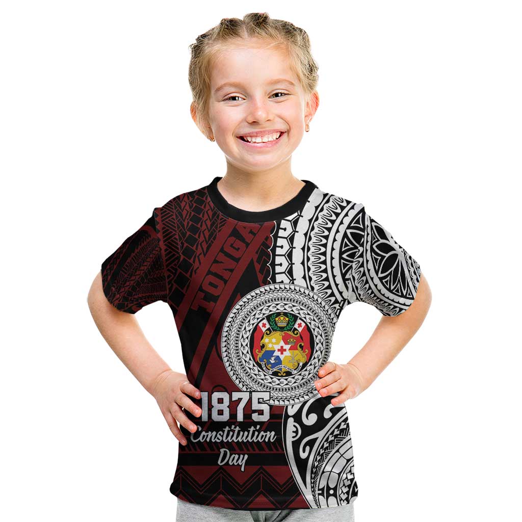 Personalised Tonga Constitution Day 1875 Kid T Shirt Polynesian Tribal Tattoo