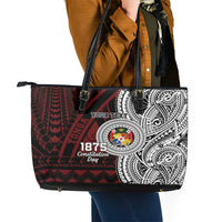 Personalised Tonga Constitution Day 1875 Leather Tote Bag Polynesian Tribal Tattoo LT9 - Polynesian Pride