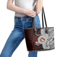Personalised Tonga Constitution Day 1875 Leather Tote Bag Polynesian Tribal Tattoo LT9 - Polynesian Pride