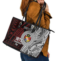 Personalised Tonga Constitution Day 1875 Leather Tote Bag Polynesian Tribal Tattoo LT9 - Polynesian Pride