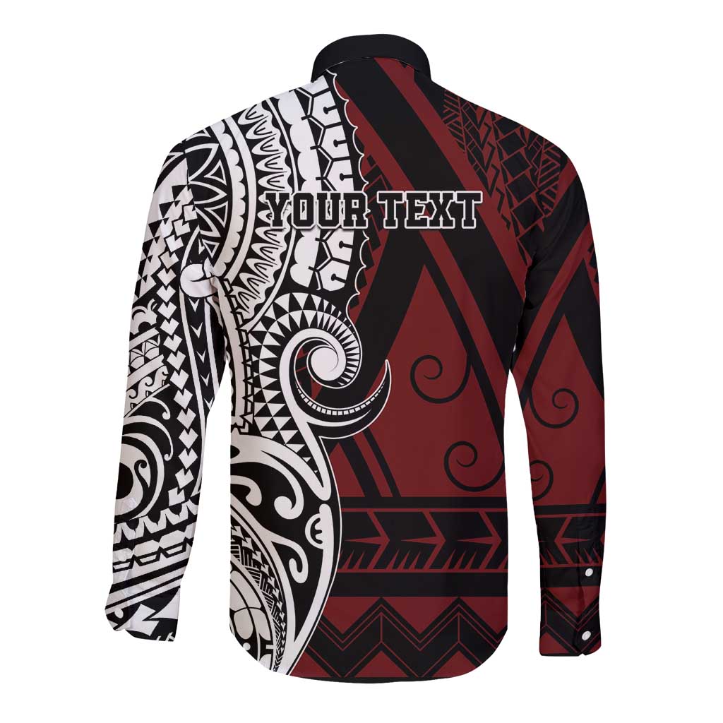 Personalised Tonga Constitution Day 1875 Long Sleeve Button Shirt Polynesian Tribal Tattoo