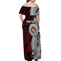Personalised Tonga Constitution Day 1875 Off Shoulder Maxi Dress Polynesian Tribal Tattoo