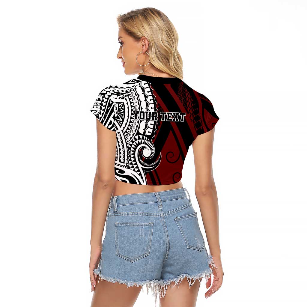 Personalised Tonga Constitution Day 1875 Raglan Cropped T Shirt Polynesian Tribal Tattoo LT9 - Polynesian Pride