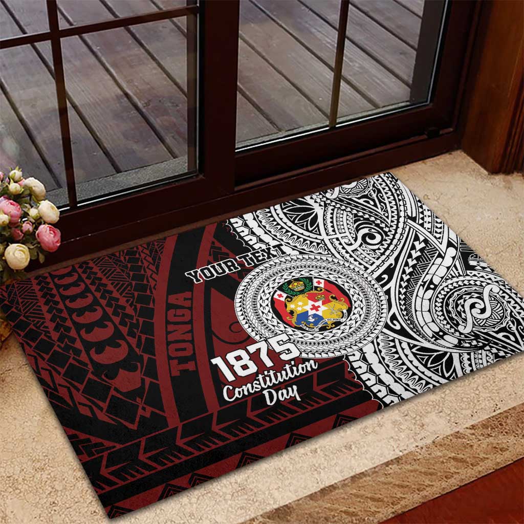 Personalised Tonga Constitution Day 1875 Rubber Doormat Polynesian Tribal Tattoo LT9 - Polynesian Pride