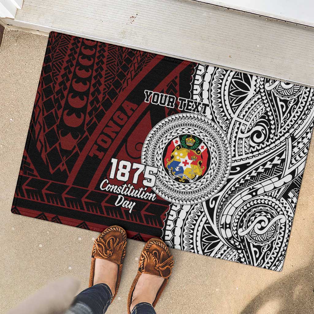 Personalised Tonga Constitution Day 1875 Rubber Doormat Polynesian Tribal Tattoo LT9 - Polynesian Pride
