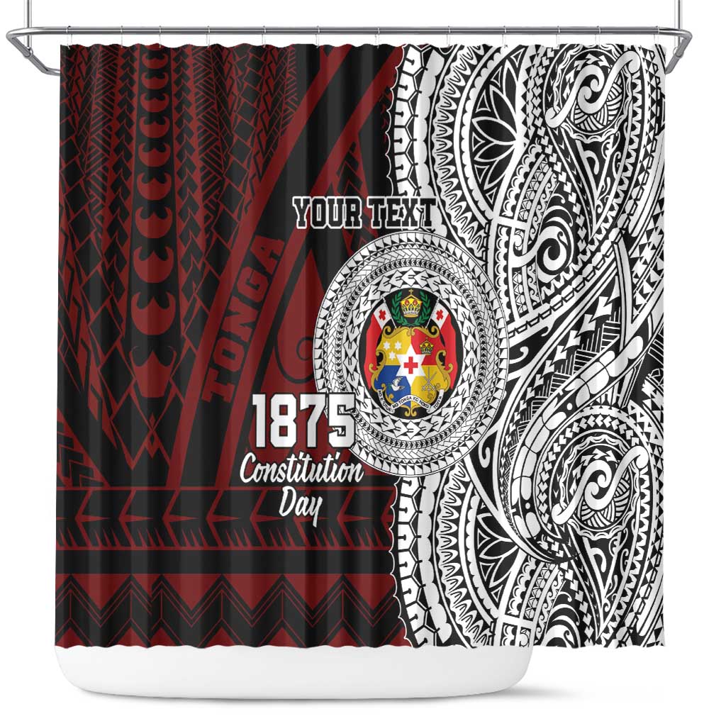 Personalised Tonga Constitution Day 1875 Shower Curtain Polynesian Tribal Tattoo