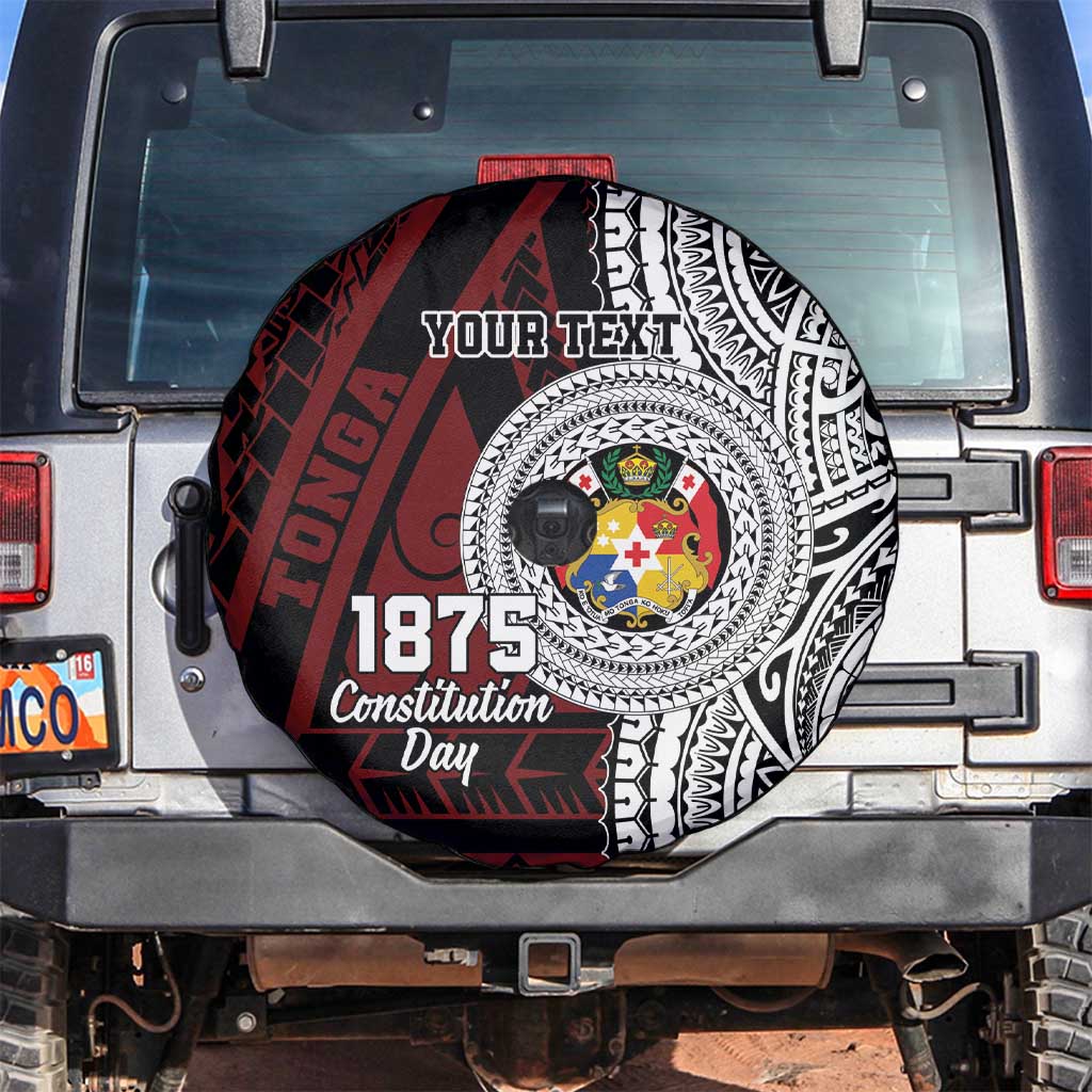 Personalised Tonga Constitution Day 1875 Spare Tire Cover Polynesian Tribal Tattoo LT9 Red - Polynesian Pride