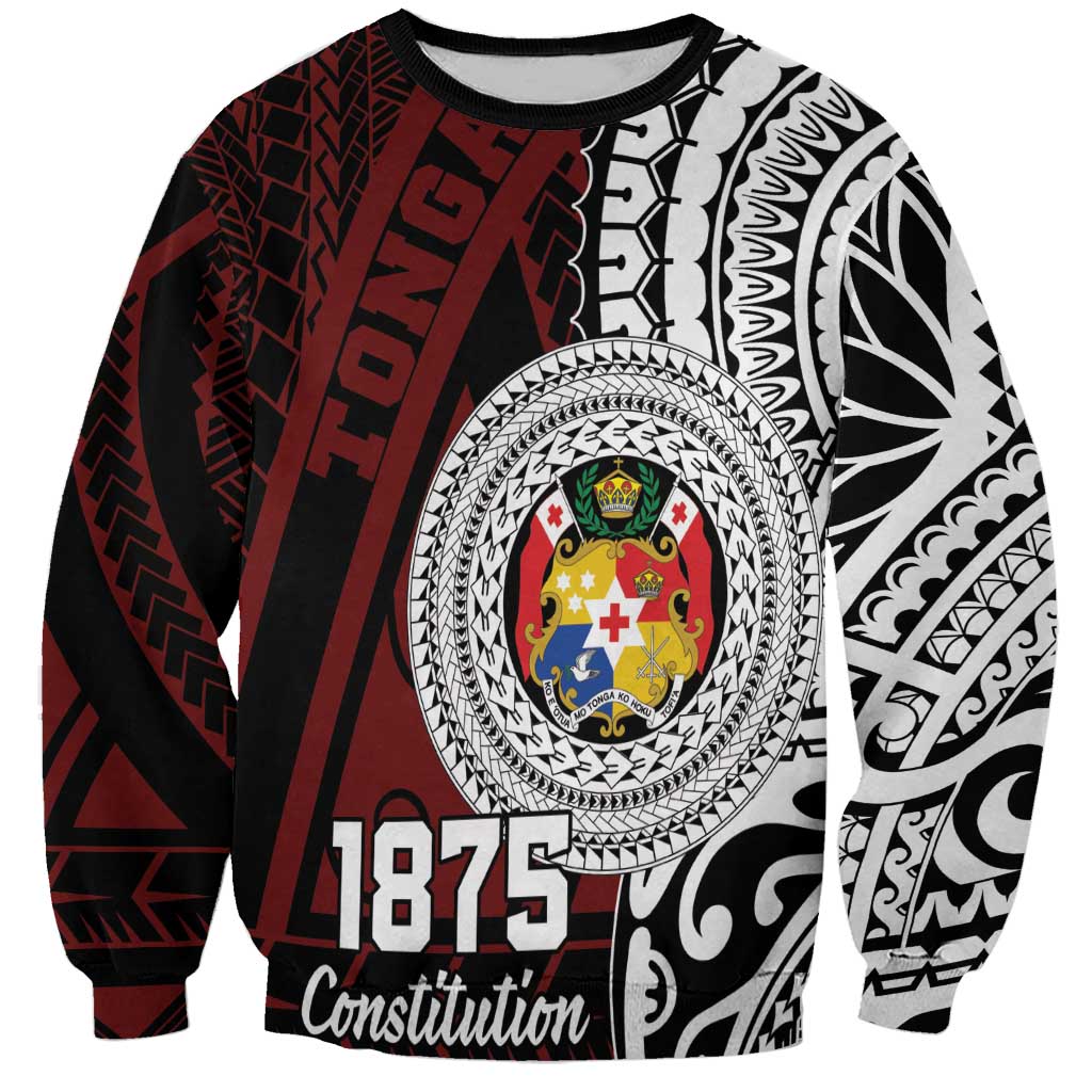 Personalised Tonga Constitution Day 1875 Sweatshirt Polynesian Tribal Tattoo LT9 Unisex Red - Polynesian Pride