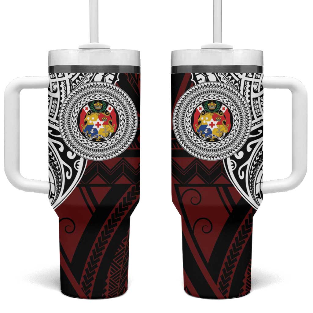 Personalised Tonga Constitution Day 1875 Tumbler With Handle Polynesian Tribal Tattoo LT9 One Size: 40 oz Red - Polynesian Pride