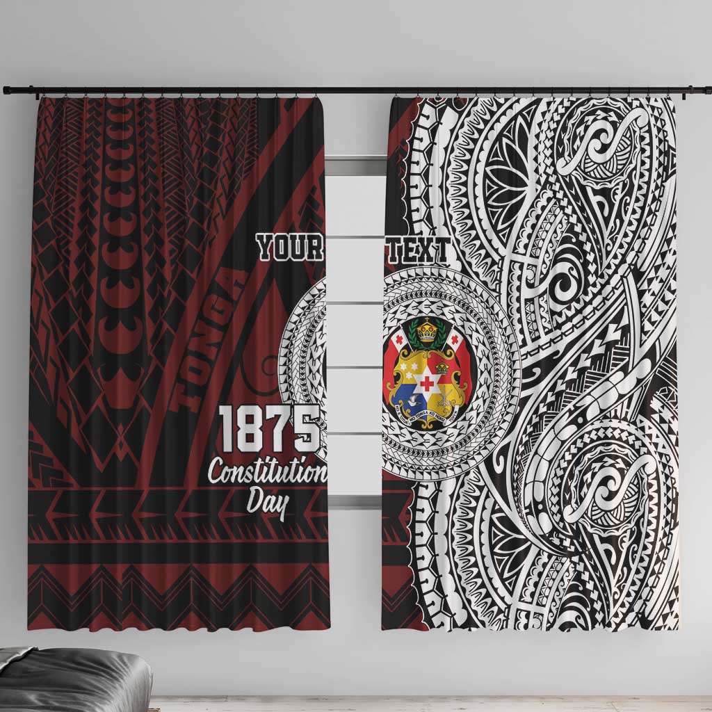 Personalised Tonga Constitution Day 1875 Window Curtain Polynesian Tribal Tattoo