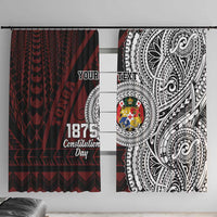 Personalised Tonga Constitution Day 1875 Window Curtain Polynesian Tribal Tattoo LT9 With Hooks Red - Polynesian Pride