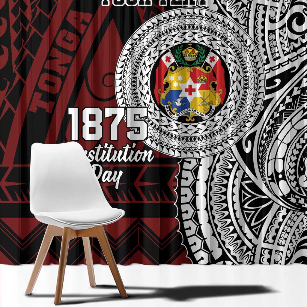 Personalised Tonga Constitution Day 1875 Window Curtain Polynesian Tribal Tattoo LT9 - Polynesian Pride