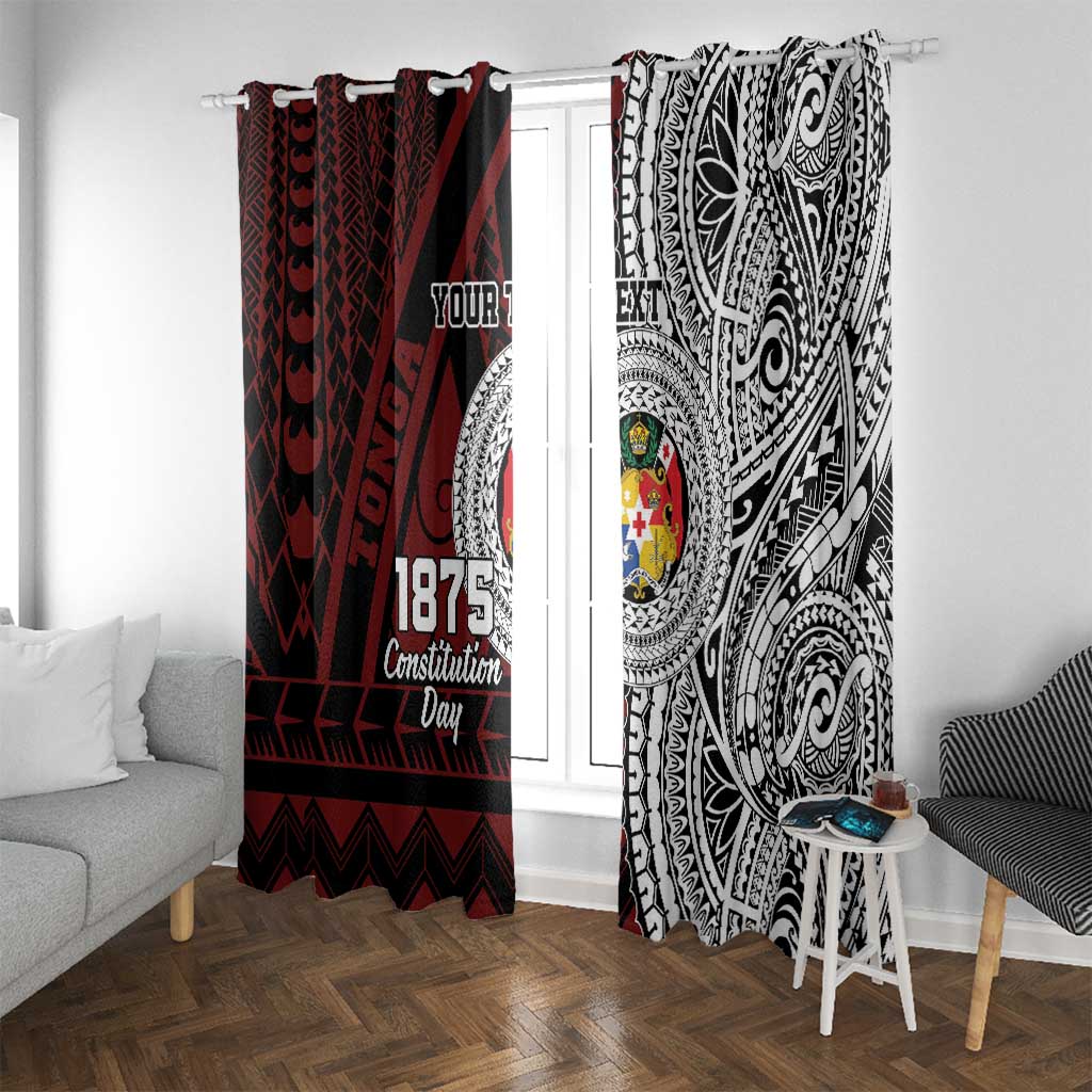 Personalised Tonga Constitution Day 1875 Window Curtain Polynesian Tribal Tattoo LT9 With Grommets Red - Polynesian Pride